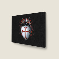 Knights Templar Flag Helmet Cross Sword Gift Landscape Canvas Print | Artistshot