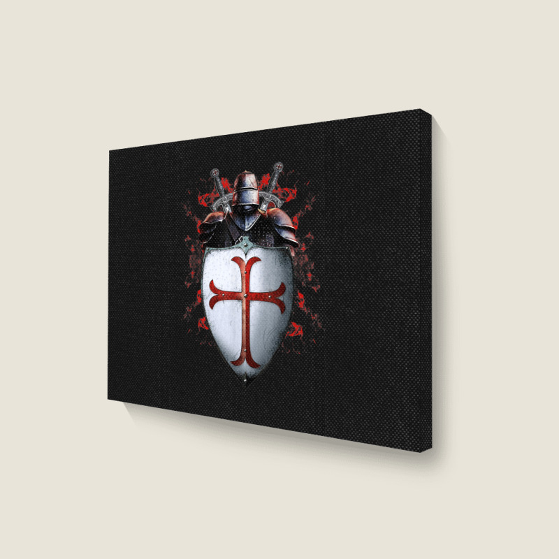 Knights Templar Flag Helmet Cross Sword Gift Landscape Canvas Print | Artistshot