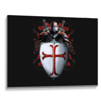 Knights Templar Flag Helmet Cross Sword Gift Metal Print Horizontal | Artistshot