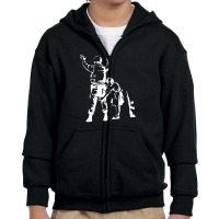 Banksy-girl-searching-soldier Youth Zipper Hoodie | Artistshot