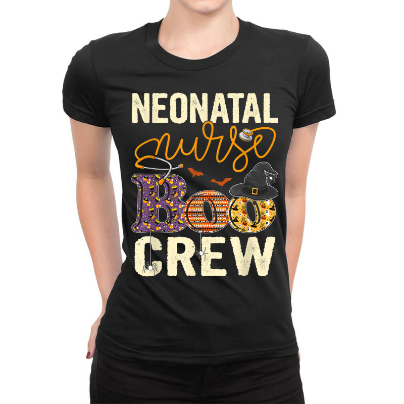 Scary Nurse Halloween Ghost Spider Neonatal Nurse Boo Crew Ladies Fitted T-Shirt by Fashlaza | Artistshot