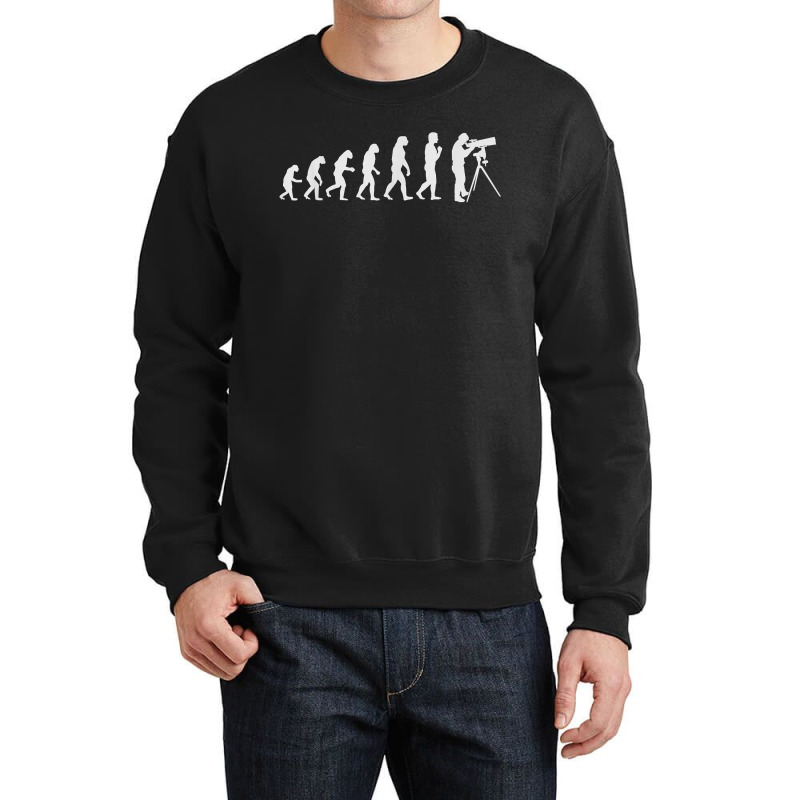 Telescope Watching Evolution Funny Astronomy Gift Men Women Crewneck Sweatshirt | Artistshot