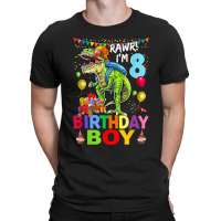 Rawr! I'm 8 Birthday Boy Dinosaur T-rex Themed 8th Birthday T-shirt | Artistshot