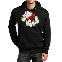 Red Cardinal Bird & Pink Dogwood Flower Unisex Hoodie | Artistshot