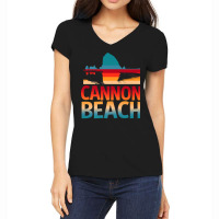 Cannon Beach Skyline Oregon Haystack Rock Souvenir Gifts Premium T Shi Women's V-neck T-shirt | Artistshot