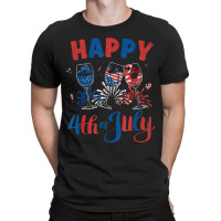 Red White Blue Wine Glass Usa Flag Happy 4th Of July T-shirt | Artistshot