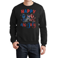 Red White Blue Wine Glass Usa Flag Happy 4th Of July Crewneck Sweatshirt | Artistshot