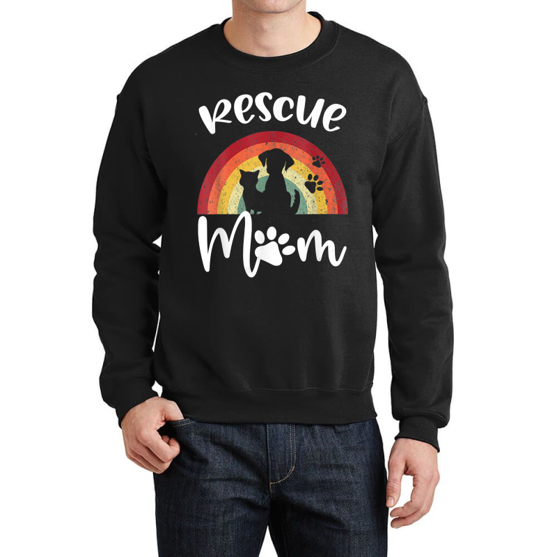 Rescue Mom Dog And Cat Rainbow Vintage V Neck Crewneck Sweatshirt | Artistshot