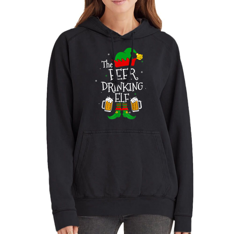 The Beer Drinking Elf Matching Family Drinker Merry Xmas Day Vintage Hoodie | Artistshot