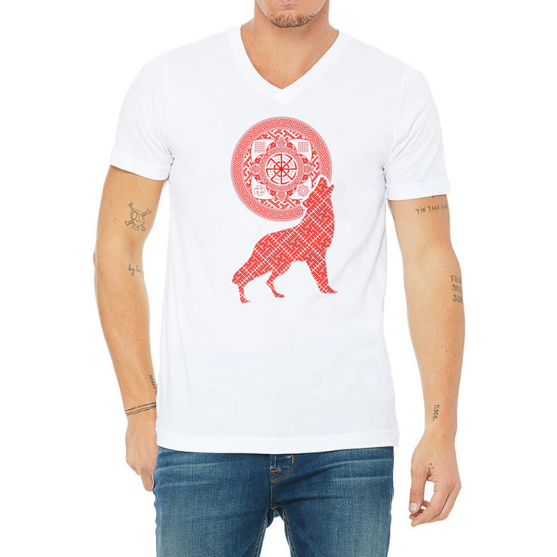 Svetoch Double Kolovrat Slavic God Symbol With Wolf Premium T Shirt V-Neck Tee by cm-arts | Artistshot