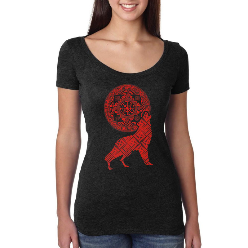 Svetoch Double Kolovrat Slavic God Symbol With Wolf Premium T Shirt Women's Triblend Scoop T-shirt by cm-arts | Artistshot