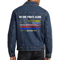 No-one Fight Alone First-responder Heroes Usa American Flag Men Denim Jacket | Artistshot