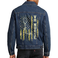 Va Nurse Camouflage American Flag Patriotic Medical Worker Men Denim Jacket | Artistshot