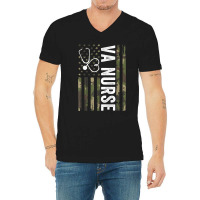 Va Nurse Camouflage American Flag Patriotic Medical Workers V-neck Tee | Artistshot