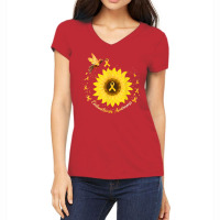 Hummingbird Sunflower Yellow Ribbon Endometriosis Awareness T Shirt Women's V-neck T-shirt | Artistshot