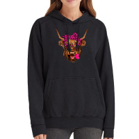 Valentines Highland Cow With Hearts Bandana And Glasses Vintage Hoodie | Artistshot