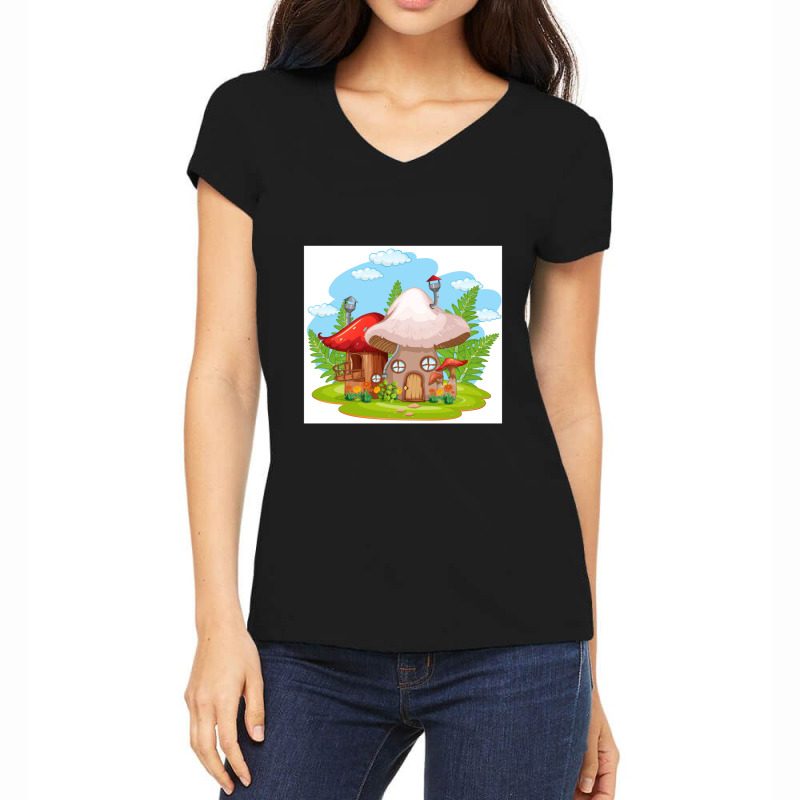 Isolated-fantasy-mushroom-house-- Women's V-Neck T-Shirt by RobinIntorcia | Artistshot