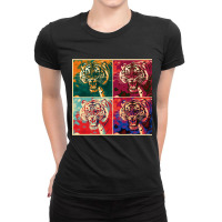 Tiger Pop Mix 1, Mixture Of Tiger, Combination Of Tiger, Blend Of Tige Ladies Fitted T-shirt | Artistshot