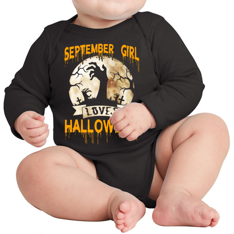 Halloween Costume This September Girl Loves Halloween Long Sleeve Baby Bodysuit | Artistshot