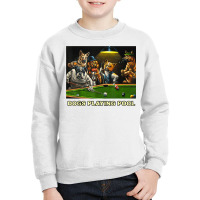 Dogs Playing Pool Art Work Puppies Snooker Pocket Billiards T Shirt Youth Sweatshirt | Artistshot