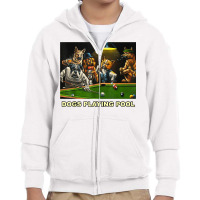 Dogs Playing Pool Art Work Puppies Snooker Pocket Billiards T Shirt Youth Zipper Hoodie | Artistshot