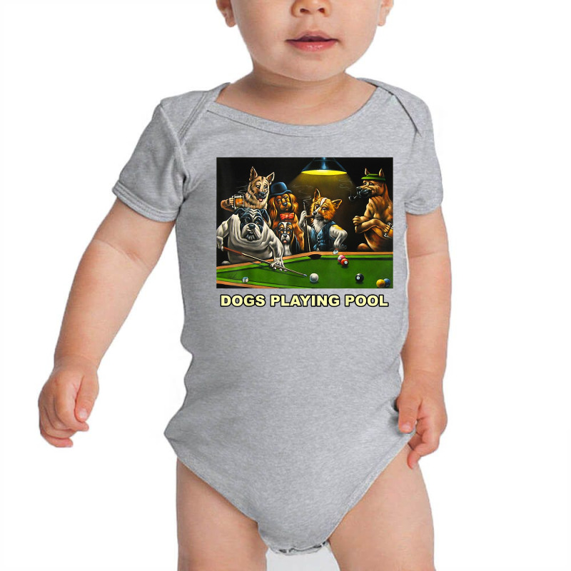 Dogs Playing Pool Art Work Puppies Snooker Pocket Billiards T Shirt Baby Bodysuit by cm-arts | Artistshot