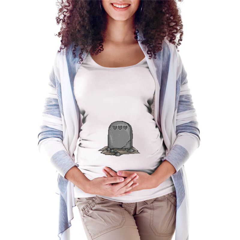 Headstone With Hearts Pixel Art Headstone Maternity Scoop Neck T-shirt by hatetheme | Artistshot