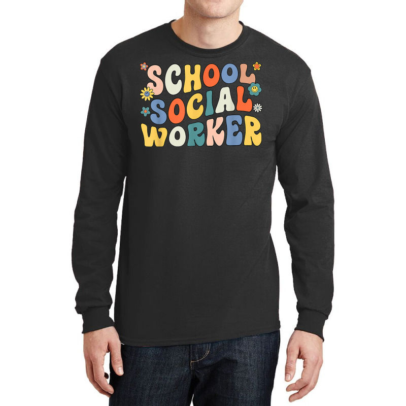 Groovy School Social Worker Coping Skills Back To School T Shirt Long Sleeve Shirts | Artistshot