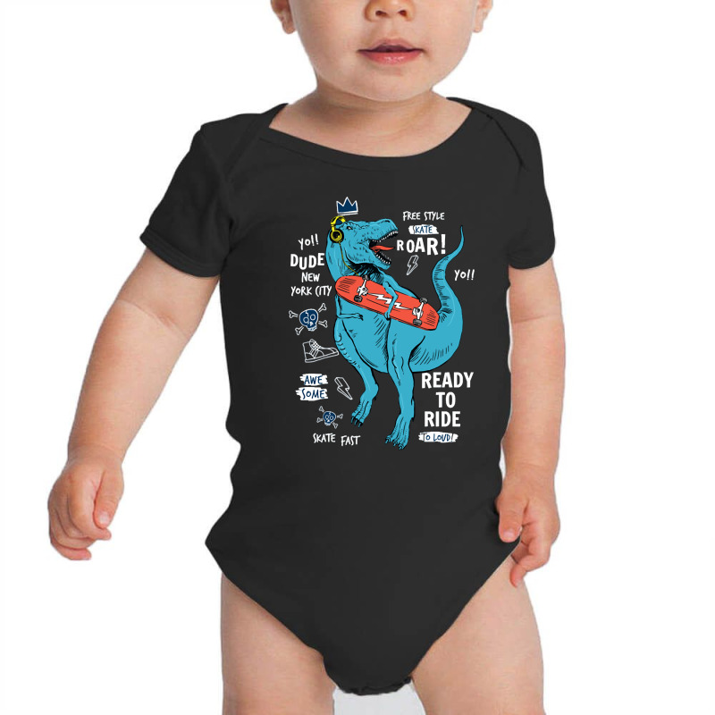 Skateboard Dinosaur, Skateboard, Dinosaur, Skateboard Dinosaur Vintage Baby Bodysuit | Artistshot