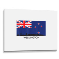 Wellington Skyline New Zealand Flag T Shirt Metal Print Horizontal | Artistshot