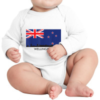 Wellington Skyline New Zealand Flag T Shirt Long Sleeve Baby Bodysuit | Artistshot