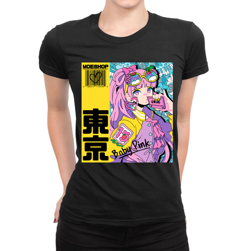 Anime Girl Pink Ladies Fitted T-Shirt by King Davila | Artistshot