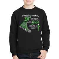 Stepping Into My 38th Birthday With God Bling Rhinestone T Shirt Youth Sweatshirt | Artistshot