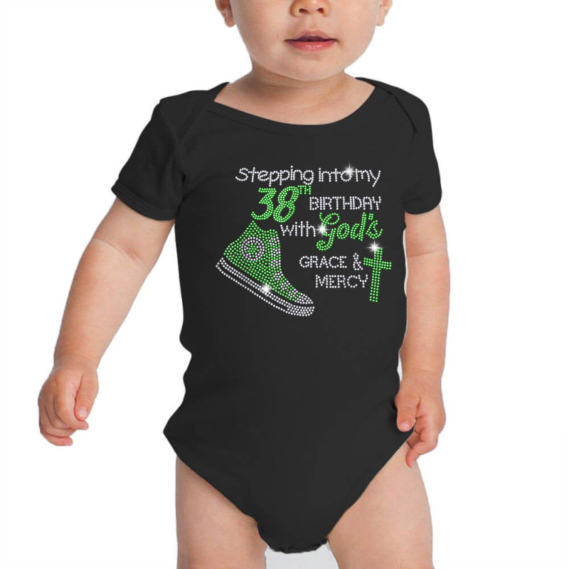 Stepping Into My 38th Birthday With God Bling Rhinestone T Shirt Baby Bodysuit by cm-arts | Artistshot