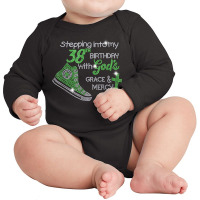 Stepping Into My 38th Birthday With God Bling Rhinestone T Shirt Long Sleeve Baby Bodysuit | Artistshot