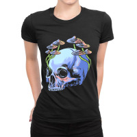 Skull Morel Mushrooms Mycologist Goth Mushroom Emo Ladies Fitted T-shirt | Artistshot