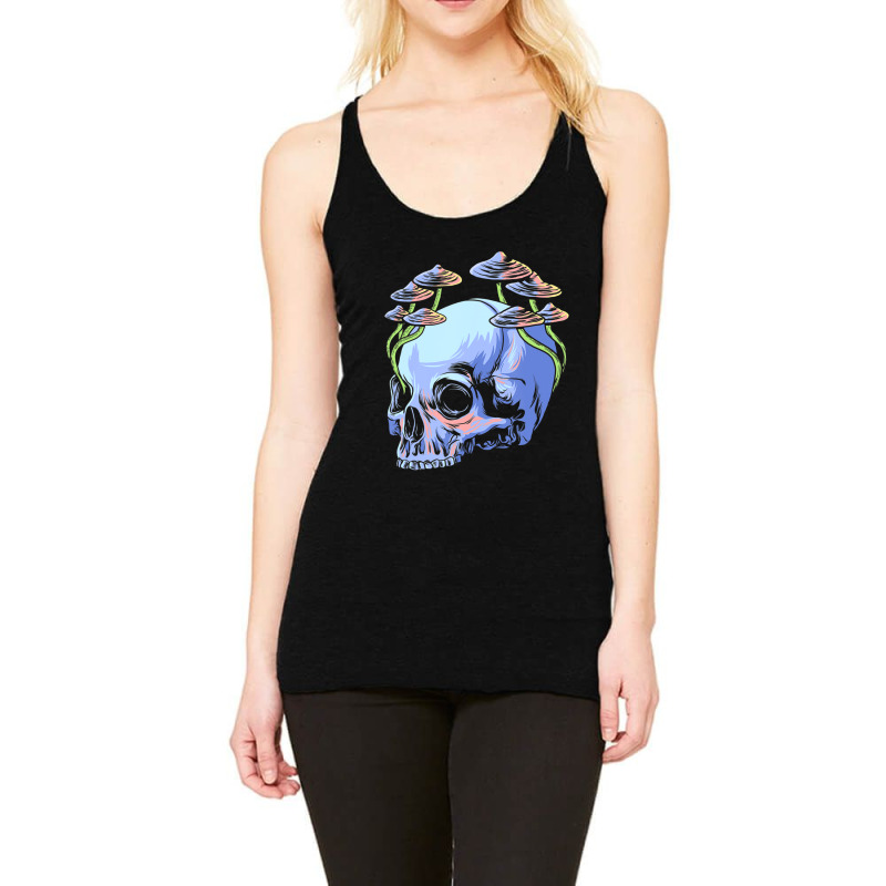 Skull Morel Mushrooms Mycologist Goth Mushroom Emo Racerback Tank by Kosdapen517 | Artistshot