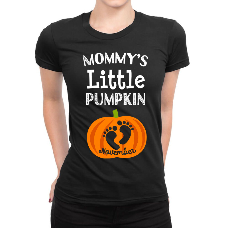 Halloween Pregnancy Due Date In November 2019 Pumpkin Ladies Fitted T-Shirt by badieu97 | Artistshot