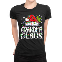 Womens Grandma Claus Christmas Lights Pajama Family Matching Ladies Fitted T-shirt | Artistshot