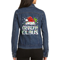 Womens Grandma Claus Christmas Lights Pajama Family Matching Ladies Denim Jacket | Artistshot