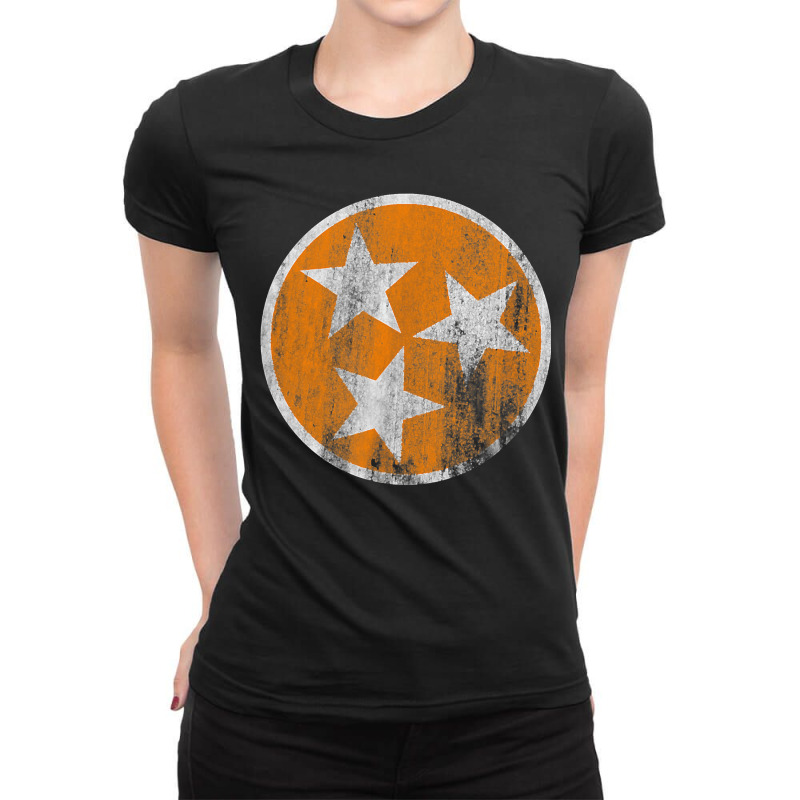 Orange Tennessee Flag Volunteer State Stars Vintage Ladies Fitted T-Shirt by ToraHernton | Artistshot