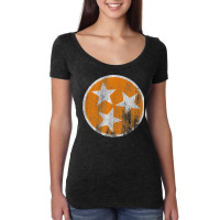 Orange Tennessee Flag Volunteer State Stars Vintage Women's Triblend Scoop T-shirt | Artistshot