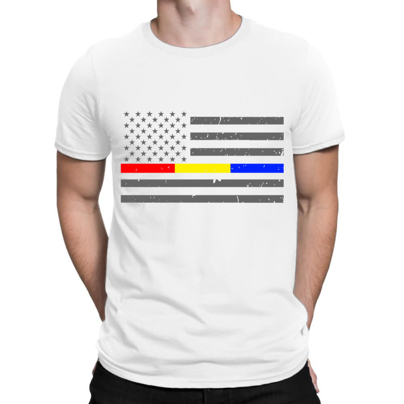 Thin Red Gold Blue Line Flag Emergency Services Sweatshirt T-shirt | Artistshot