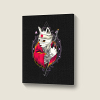 Pagan Occult Japan Flag Kawaii Anime Cat Samurai Pastel Goth Portrait Canvas Print | Artistshot