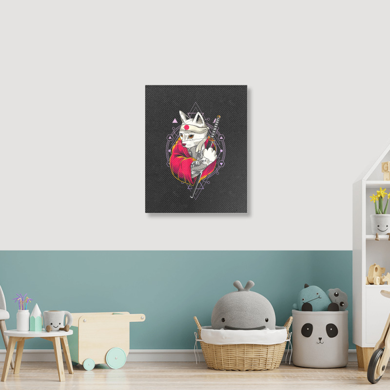 Pagan Occult Japan Flag Kawaii Anime Cat Samurai Pastel Goth Portrait Canvas Print | Artistshot