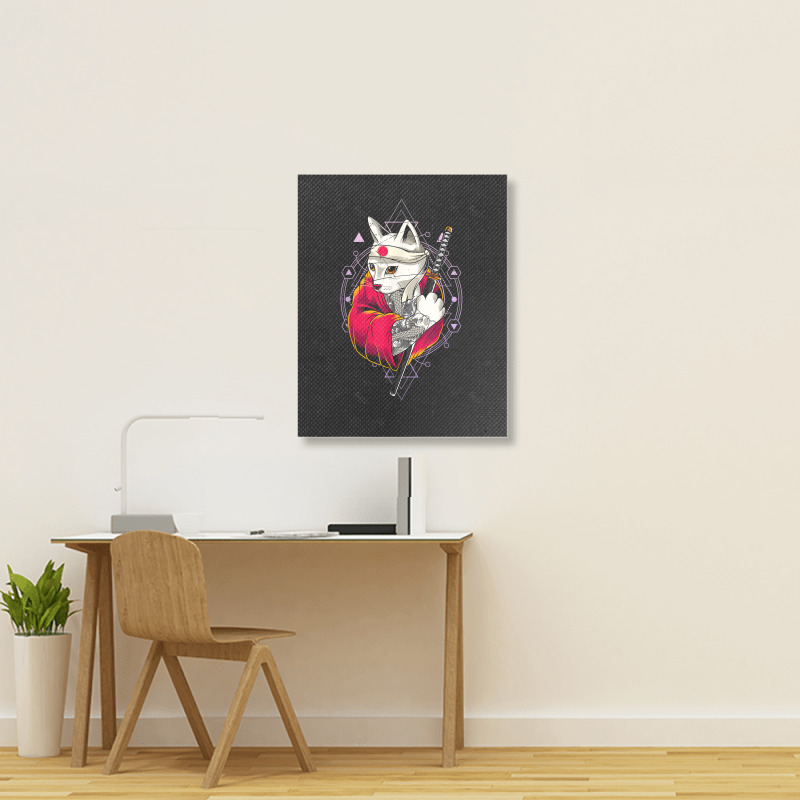 Pagan Occult Japan Flag Kawaii Anime Cat Samurai Pastel Goth Portrait Canvas Print | Artistshot