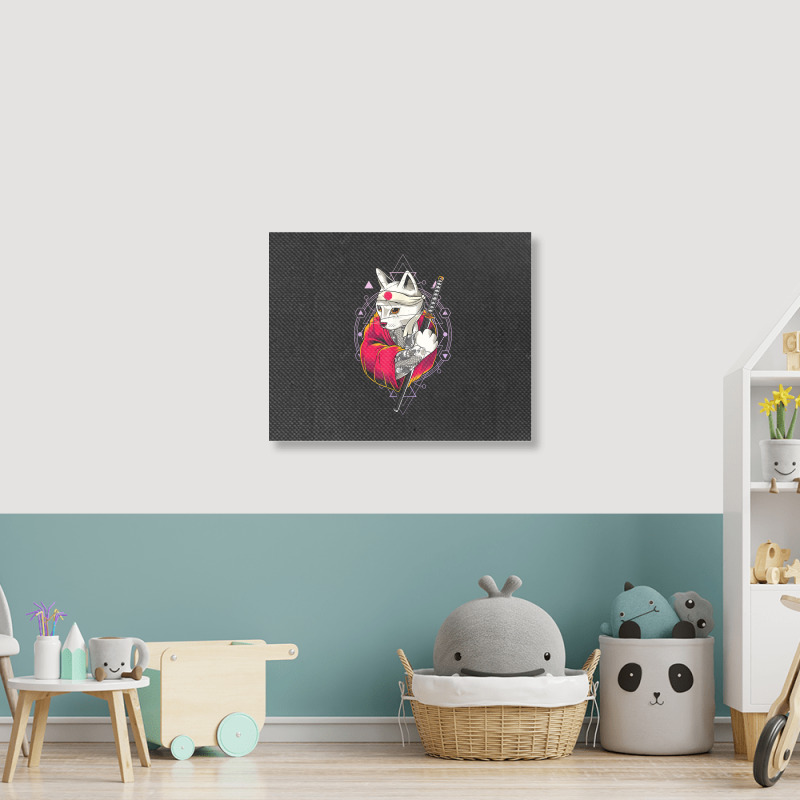 Pagan Occult Japan Flag Kawaii Anime Cat Samurai Pastel Goth Landscape Canvas Print | Artistshot