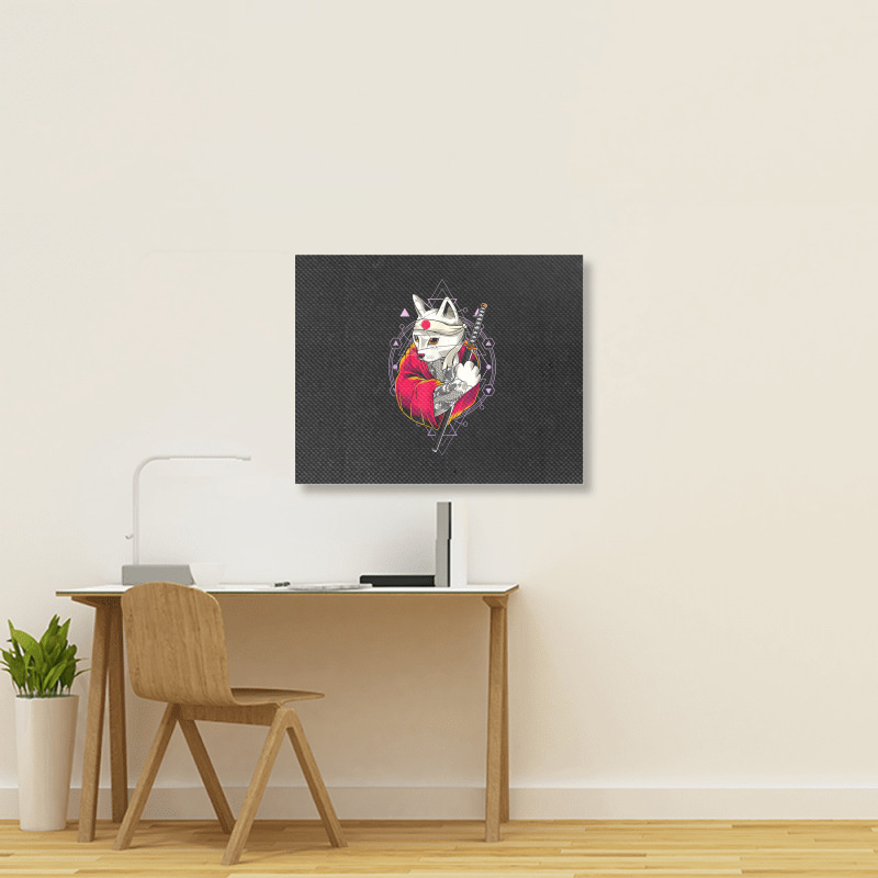 Pagan Occult Japan Flag Kawaii Anime Cat Samurai Pastel Goth Landscape Canvas Print | Artistshot