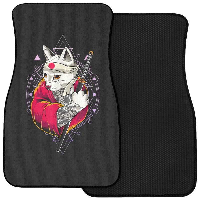 Pagan Occult Japan Flag Kawaii Anime Cat Samurai Pastel Goth Front Car Mat | Artistshot