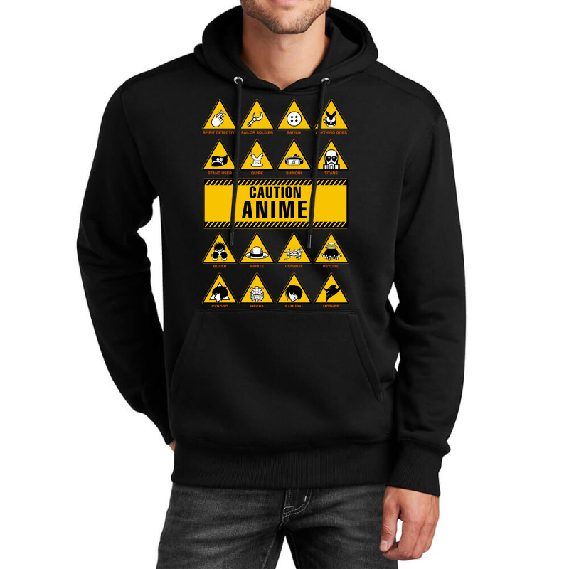 Anime Signs - Caution Unisex Hoodie | Artistshot